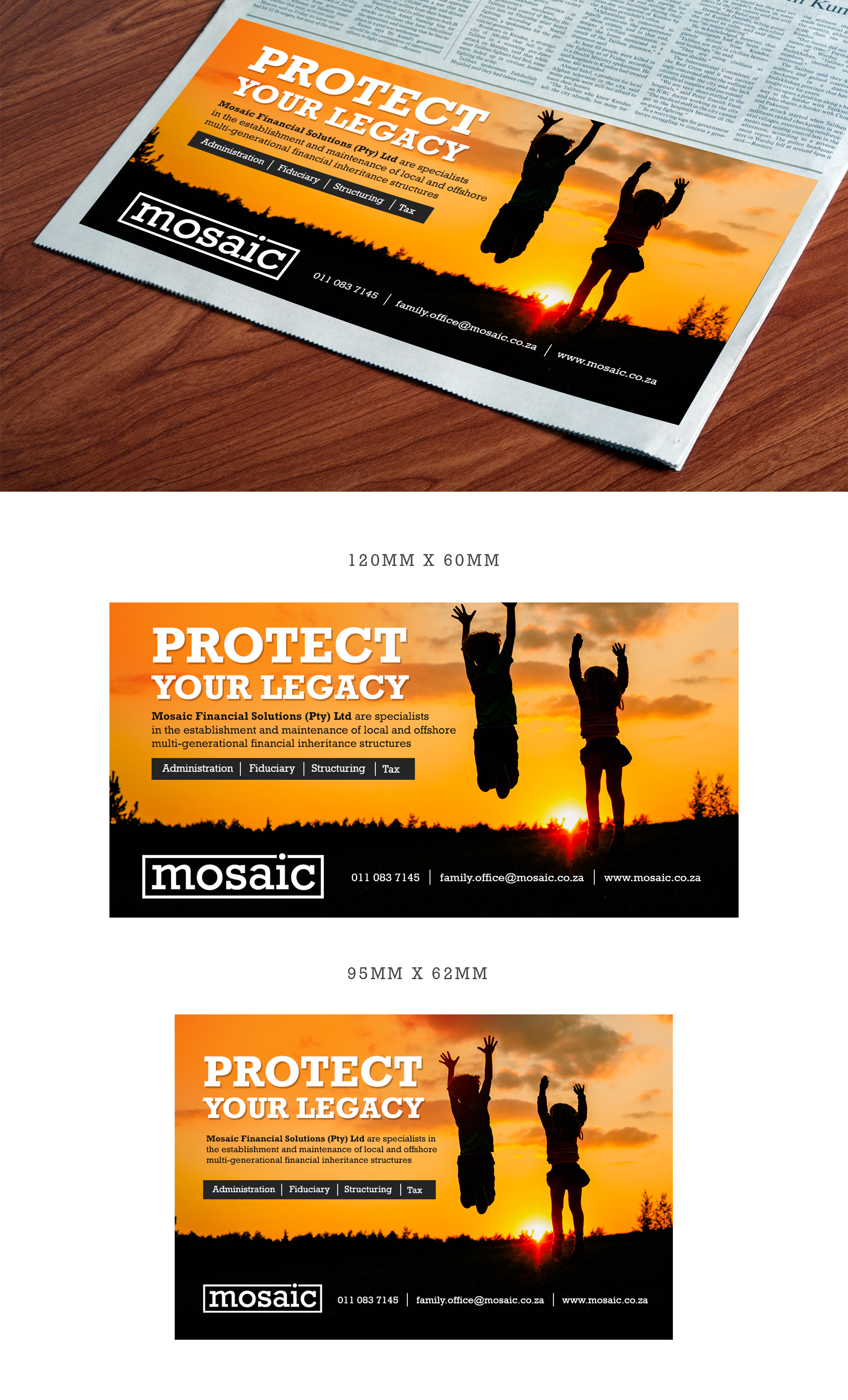 Newspaper Ad Design by Deepak_9_Malhotra for Mosaic Financial Solutions (Pty) Ltd | Design #22455046