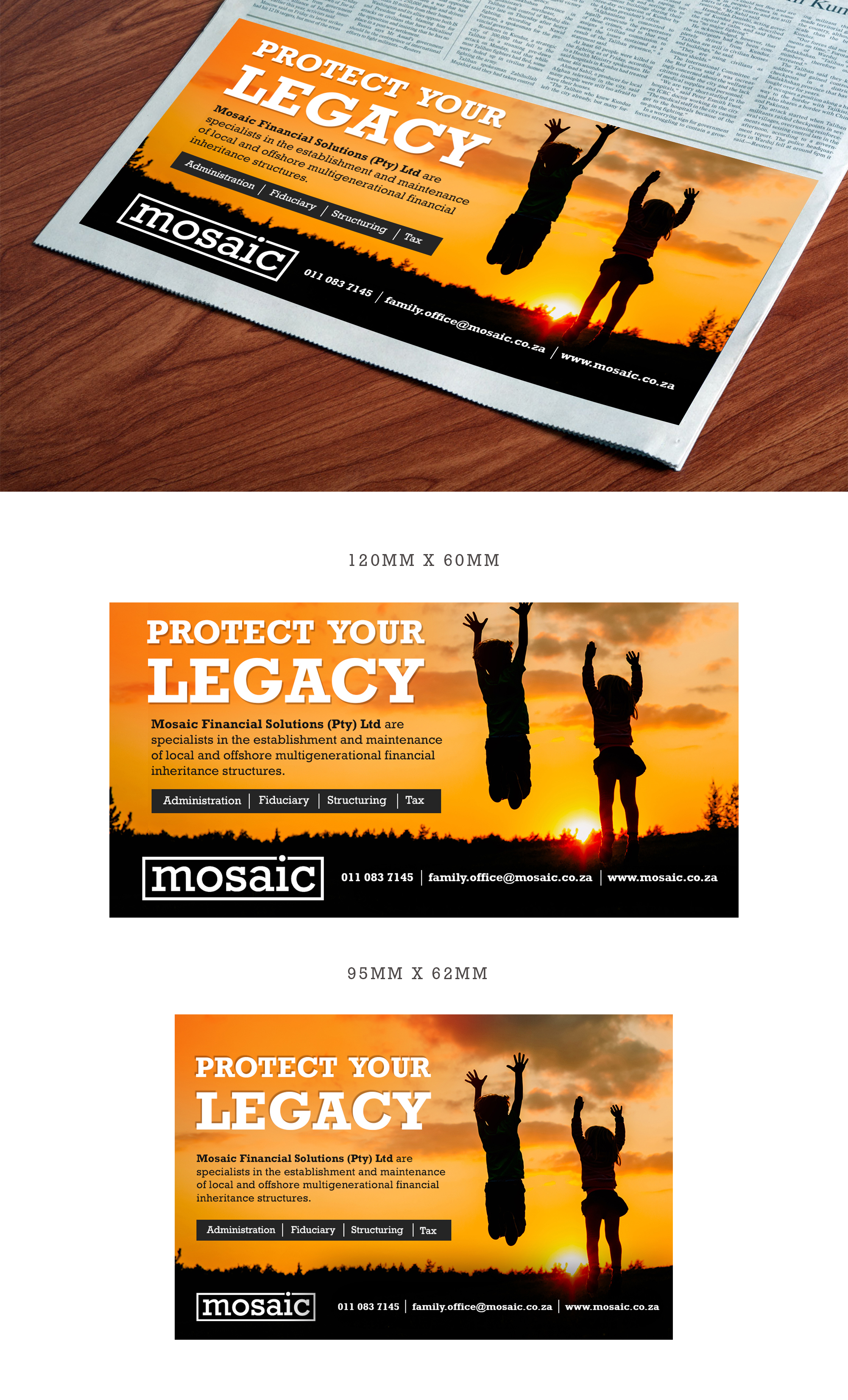 Newspaper Ad Design by Deepak_9_Malhotra for Mosaic Financial Solutions (Pty) Ltd | Design #22462611