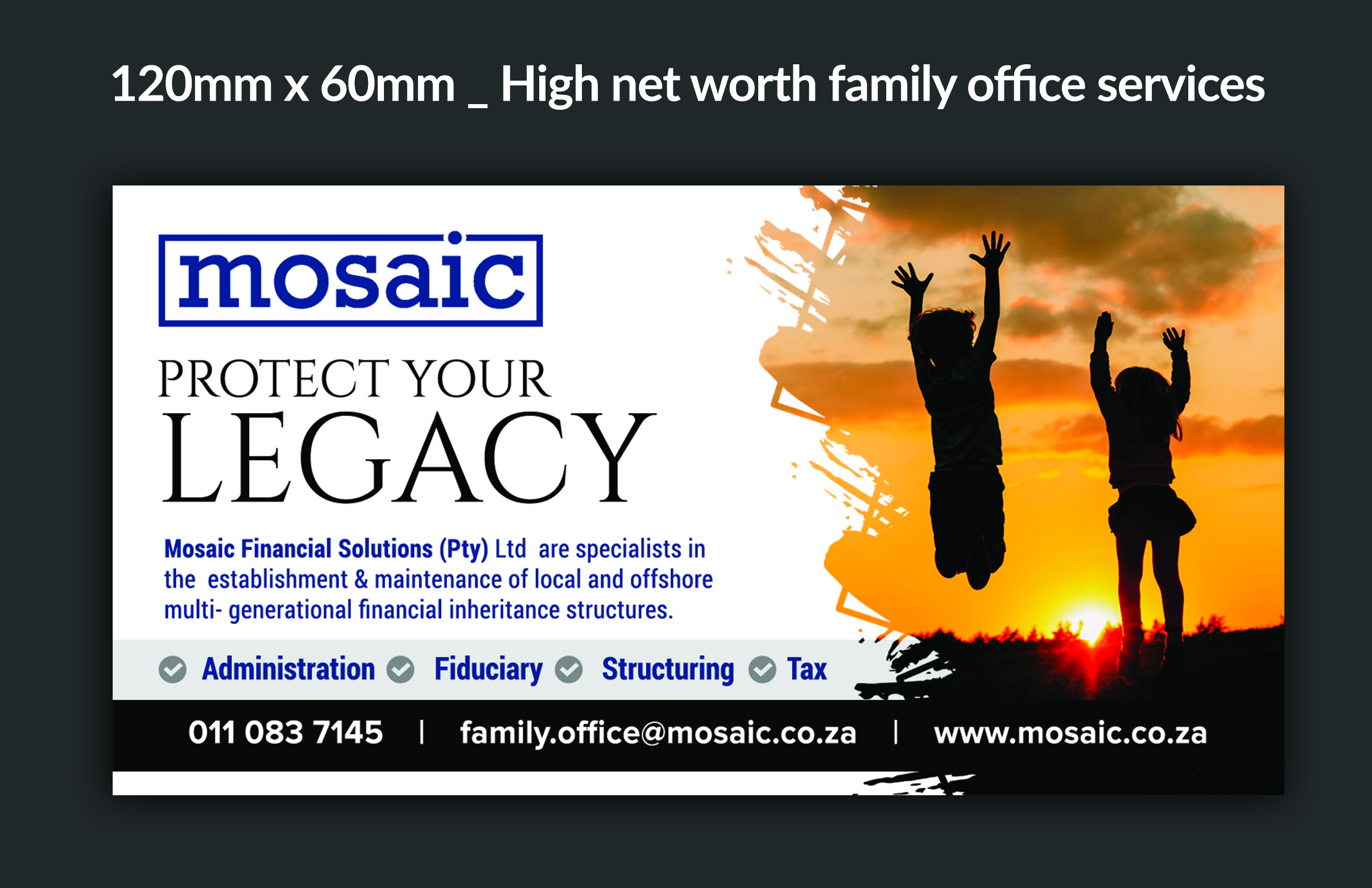 Diseño de Anuncio de Prensa por ARTOGRAPHY para Mosaic Financial Solutions (Pty) Ltd | Diseño #22455560