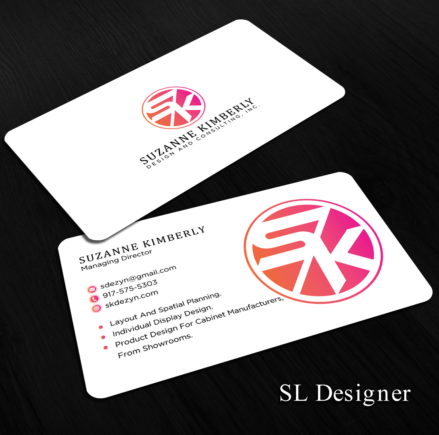 Business Card Design by SL Designer for Suzanne Kimberly Design and Consulting, Inc. | Design #22464794