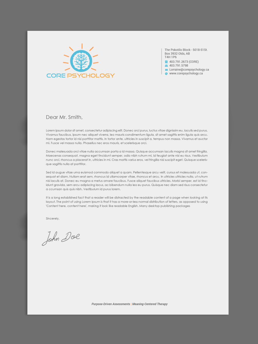 Stationery Design by Brand aid for Core Psychology Inc. | Design #22503538
