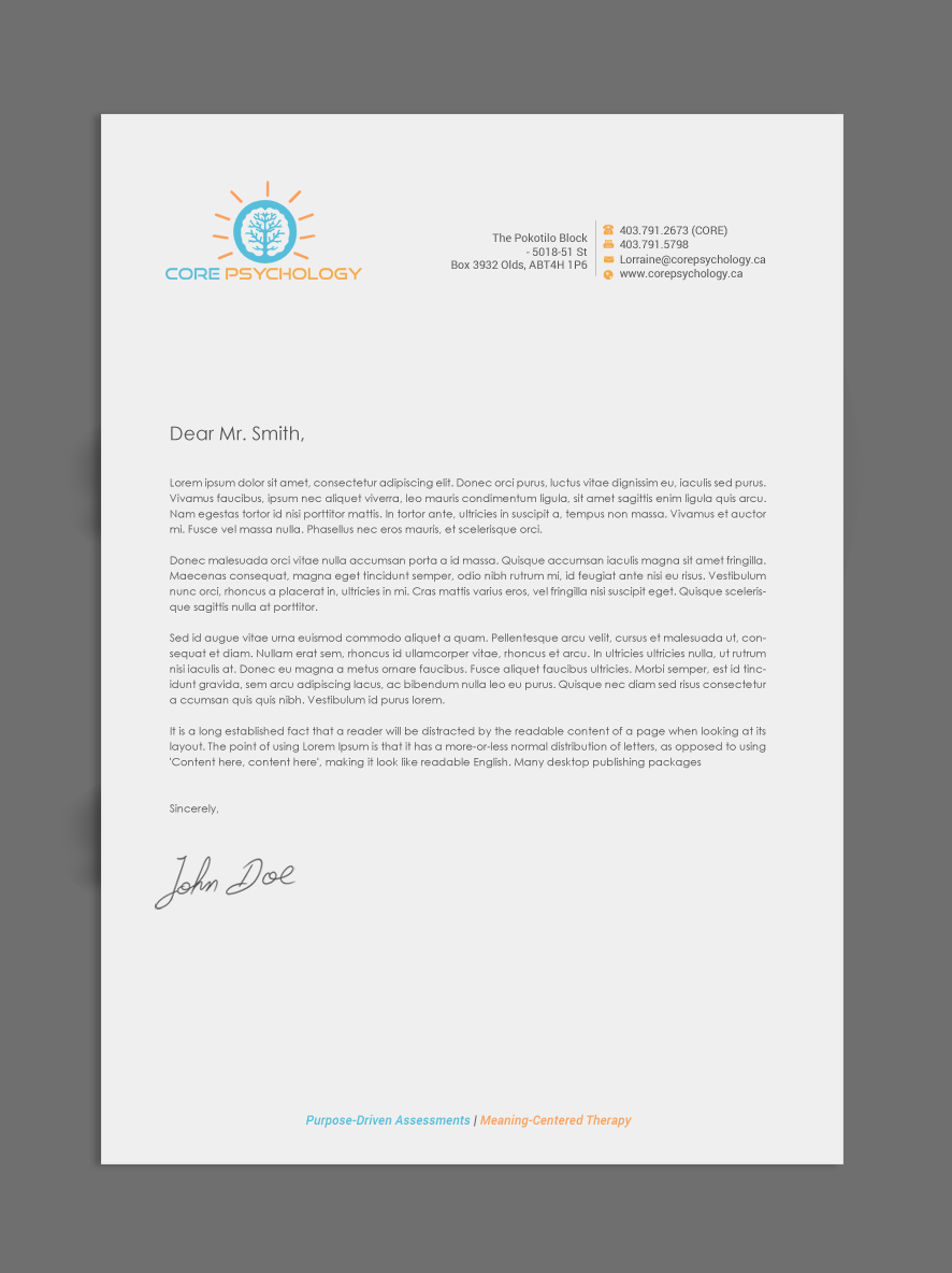 Stationery Design by Brand aid for Core Psychology Inc. | Design #22503539
