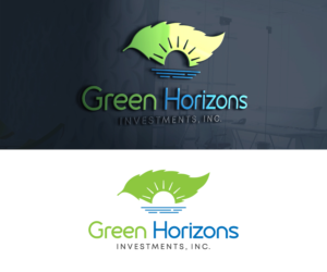 Green Horizons on top in large text and underneath in small text, Investments, Inc. | Logo Design by H-H Arts