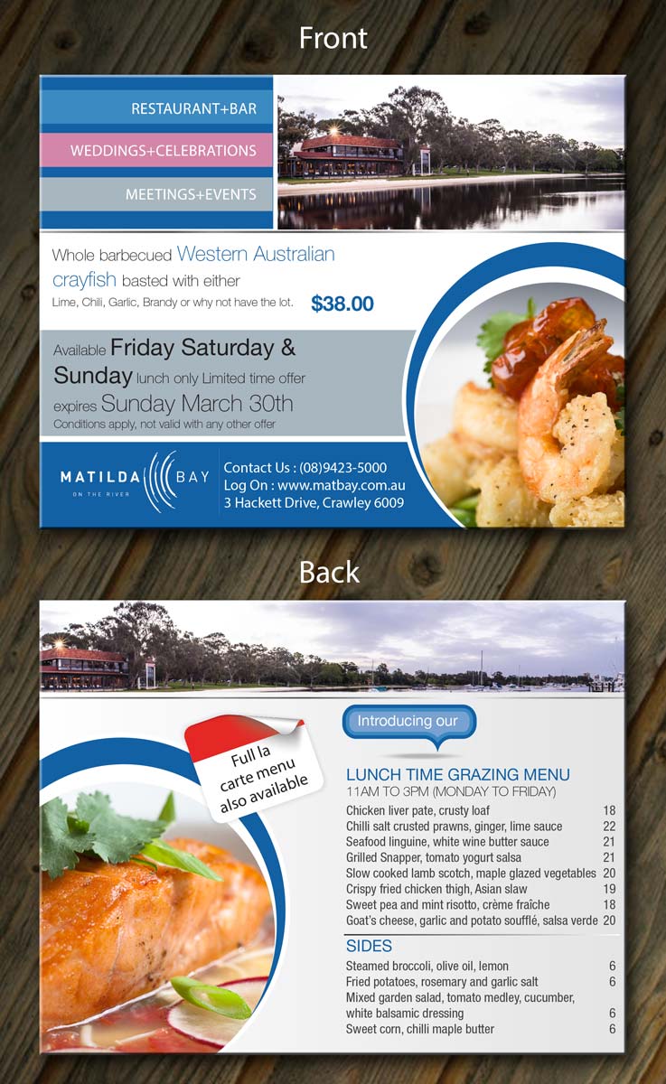 Flyer Design by theblueart for Matilda Bay Restaurant and Function Centre | Design #2953201