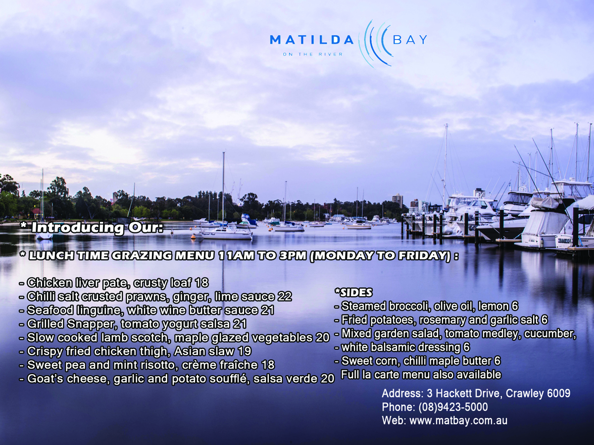 Flyer Design by Theo Designs for Matilda Bay Restaurant and Function Centre | Design #2974072