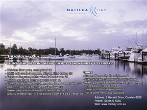 Flyer Design by Theo Designs for Matilda Bay Restaurant and Function Centre | Design #2974072