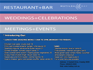 Flyer-Design von Theo Designs für Matilda Bay Restaurant and Function Centre | Design: #2977946