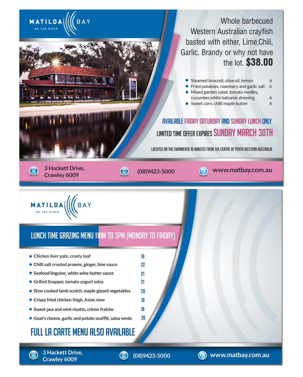 Flyer-Design von ESolz Technologies für Matilda Bay Restaurant and Function Centre | Design: #2965380