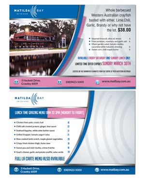 Flyer Design by ESolz Technologies for Matilda Bay Restaurant and Function Centre | Design #2965380