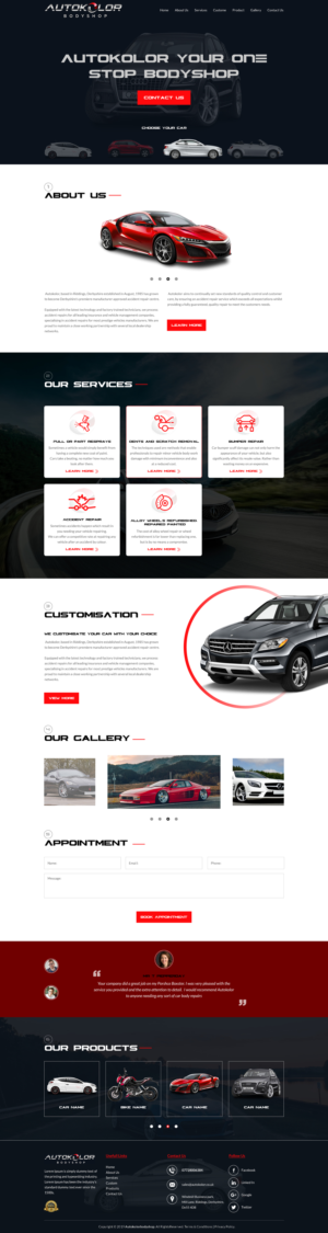 Web Design par rightway pour Autokolor Bodyshop | Design #22528242
