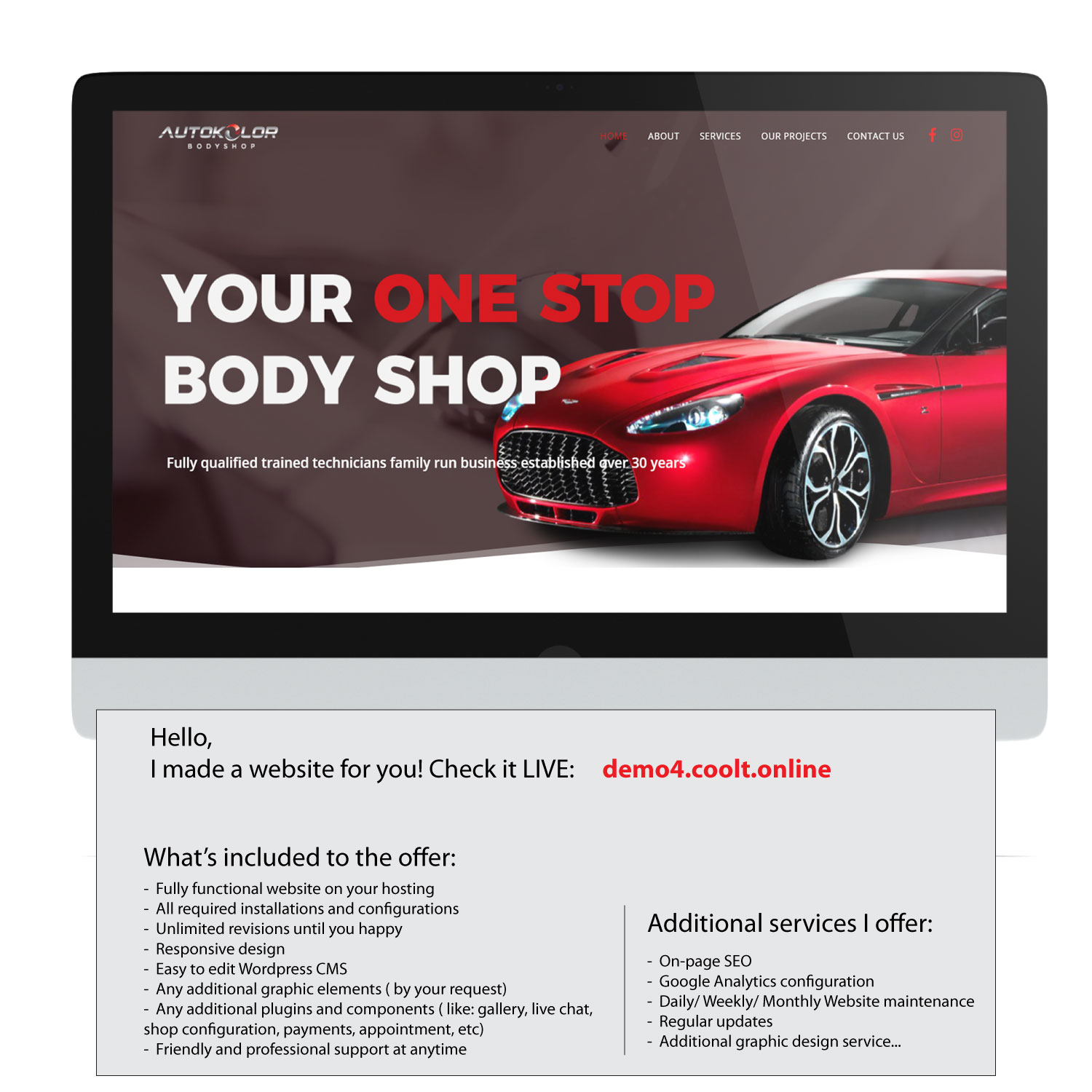 Web Design by coo.lt for Autokolor Bodyshop | Design #22518112