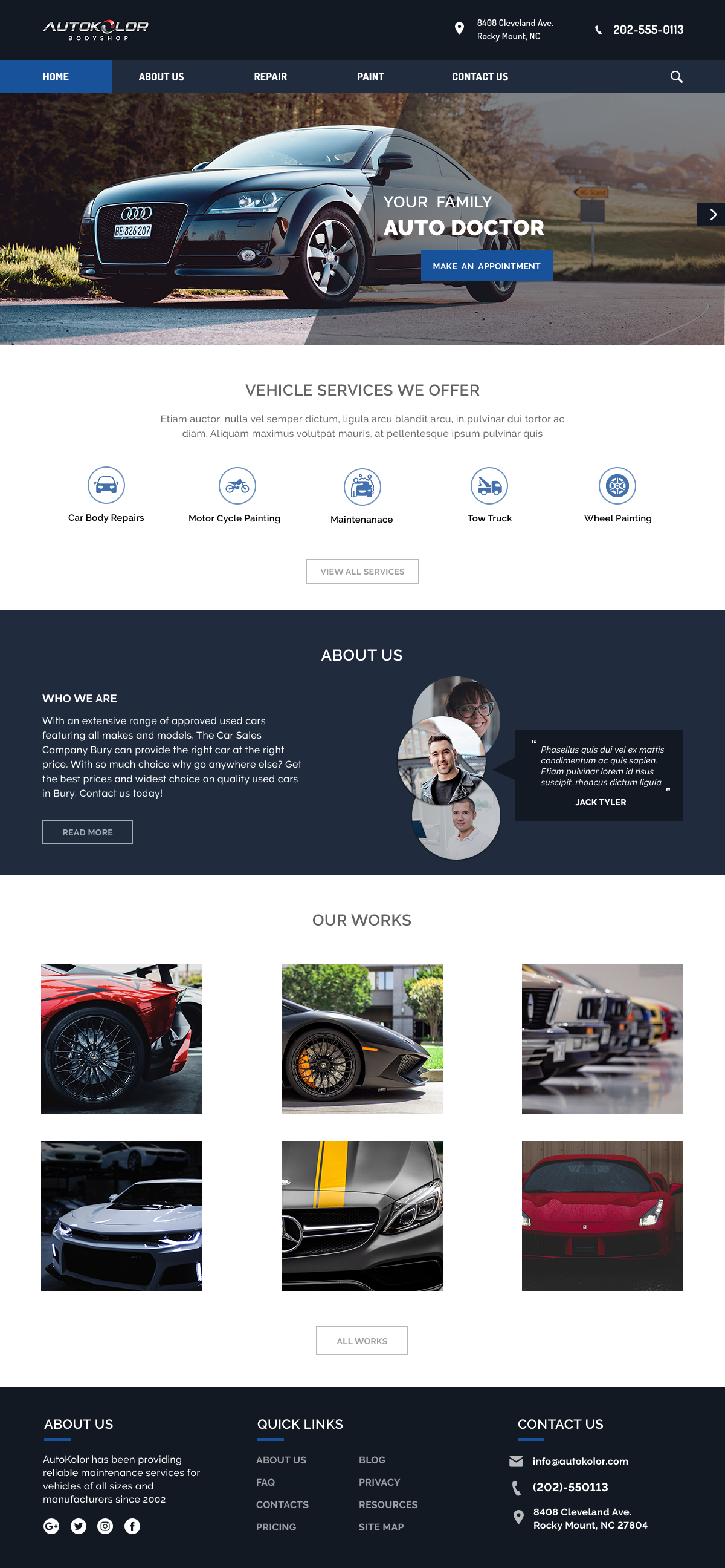 Web Design by Ronit Banerjee for Autokolor Bodyshop | Design #22539546