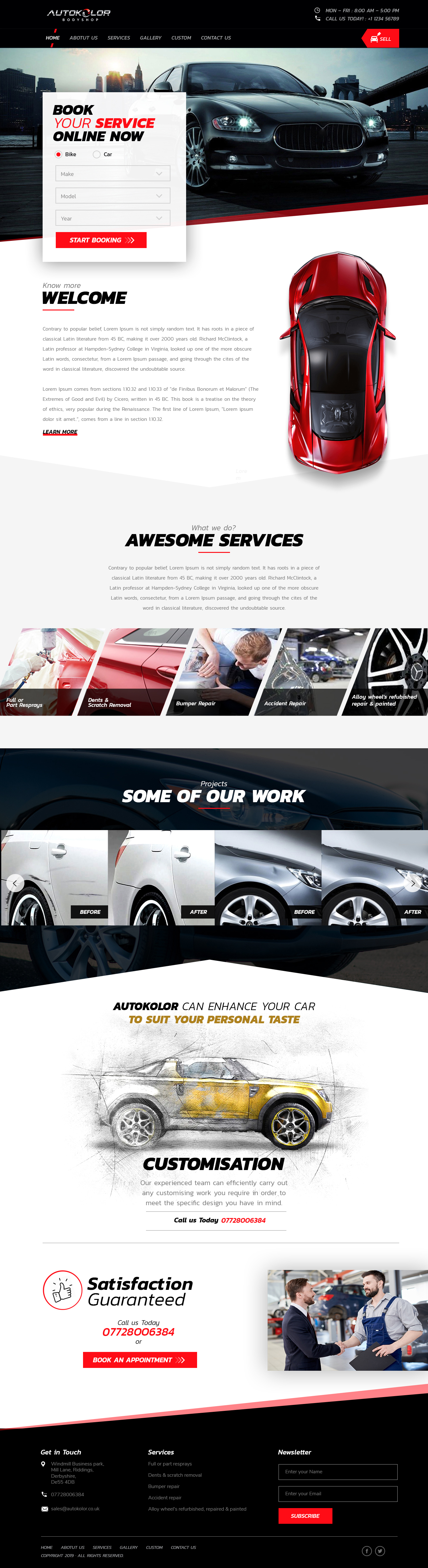 Web Design par Rajasekar S pour Autokolor Bodyshop | Design #22559032
