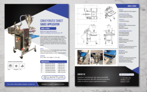 Sell Sheet for Food Topping Applicator Manufacturer, Primarily Frozen Pizza, Tray Meals, Bakery i... | Flyer Design by alex989