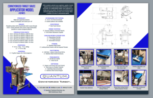 Sell Sheet for Food Topping Applicator Manufacturer, Primarily Frozen Pizza, Tray Meals, Bakery i... | Diseño de Flyer por TSU Creations