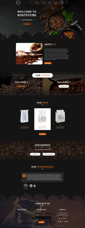  Kaffeerösterei benötigt Homepage mit Web-Shop | Web-Design von ArtBeat Technology