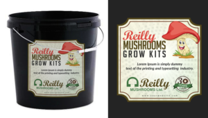 A label design for a home grow mushroom kit  | Diseño de Empaque por SAI DESIGNS