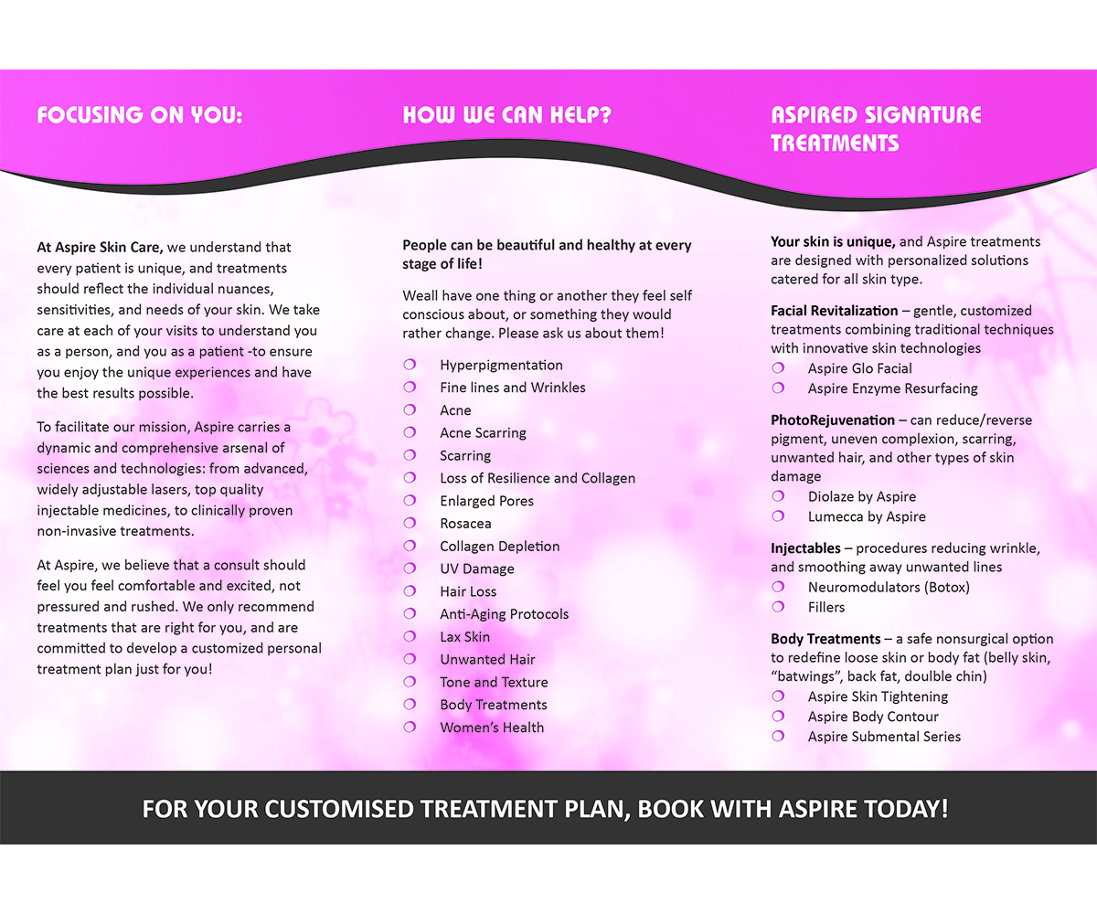 Flyer Design by mtamil for Aspire Skin Care | Design #22562993