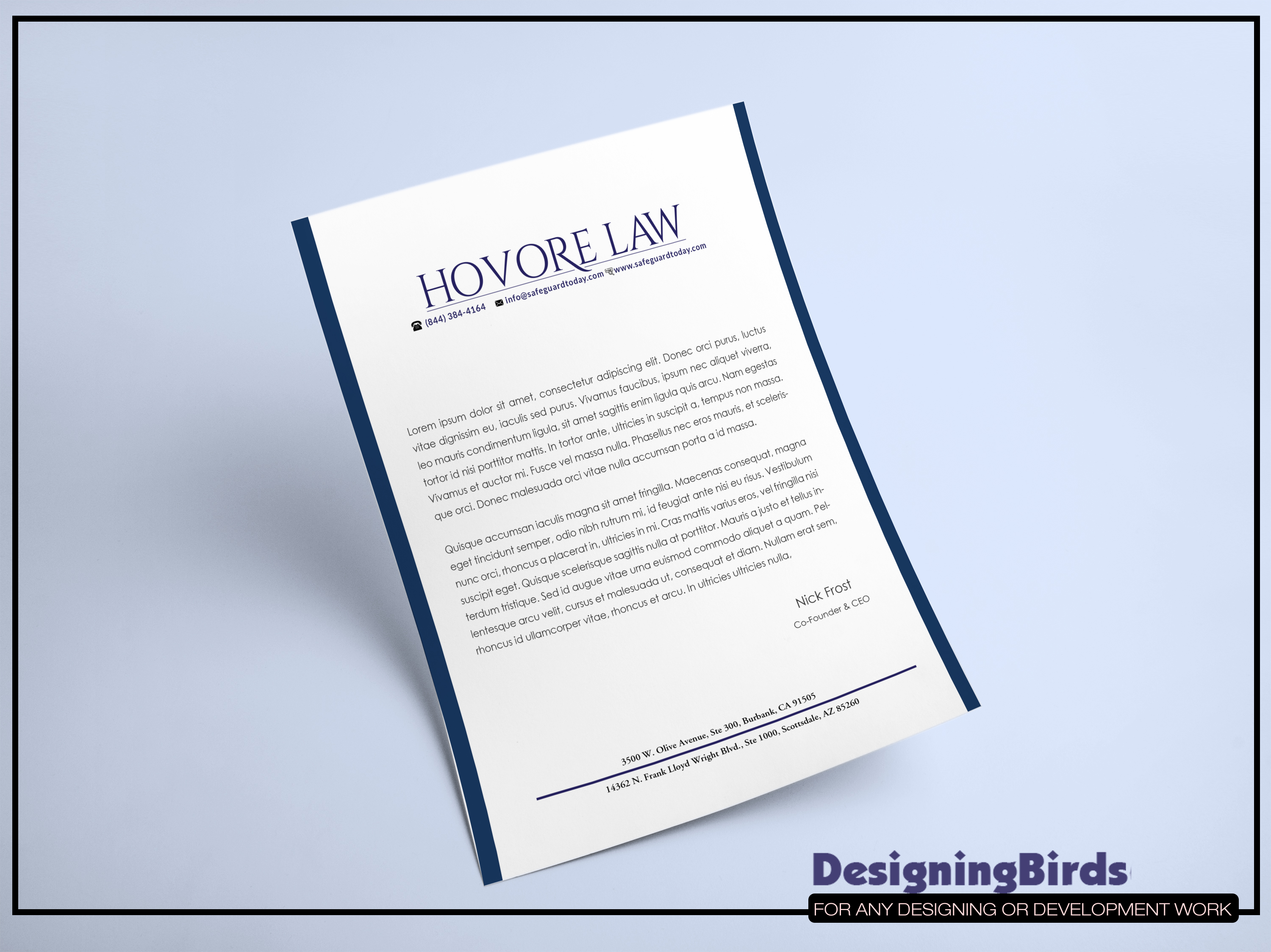 Stationery Design by Designing Birds for Powers & Hovore | Design #22571685