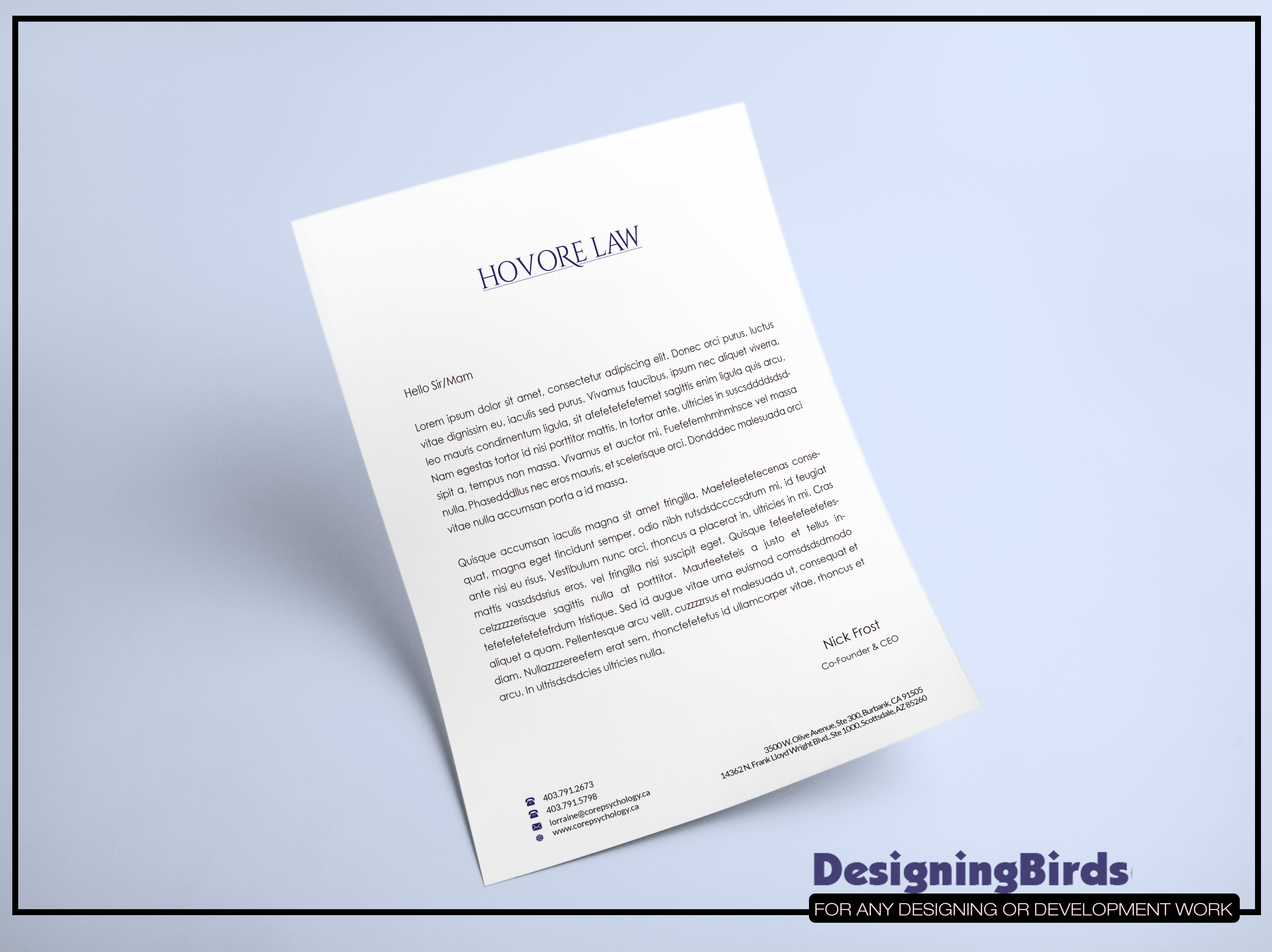 Stationery Design by Designing Birds for Powers & Hovore | Design #22575551