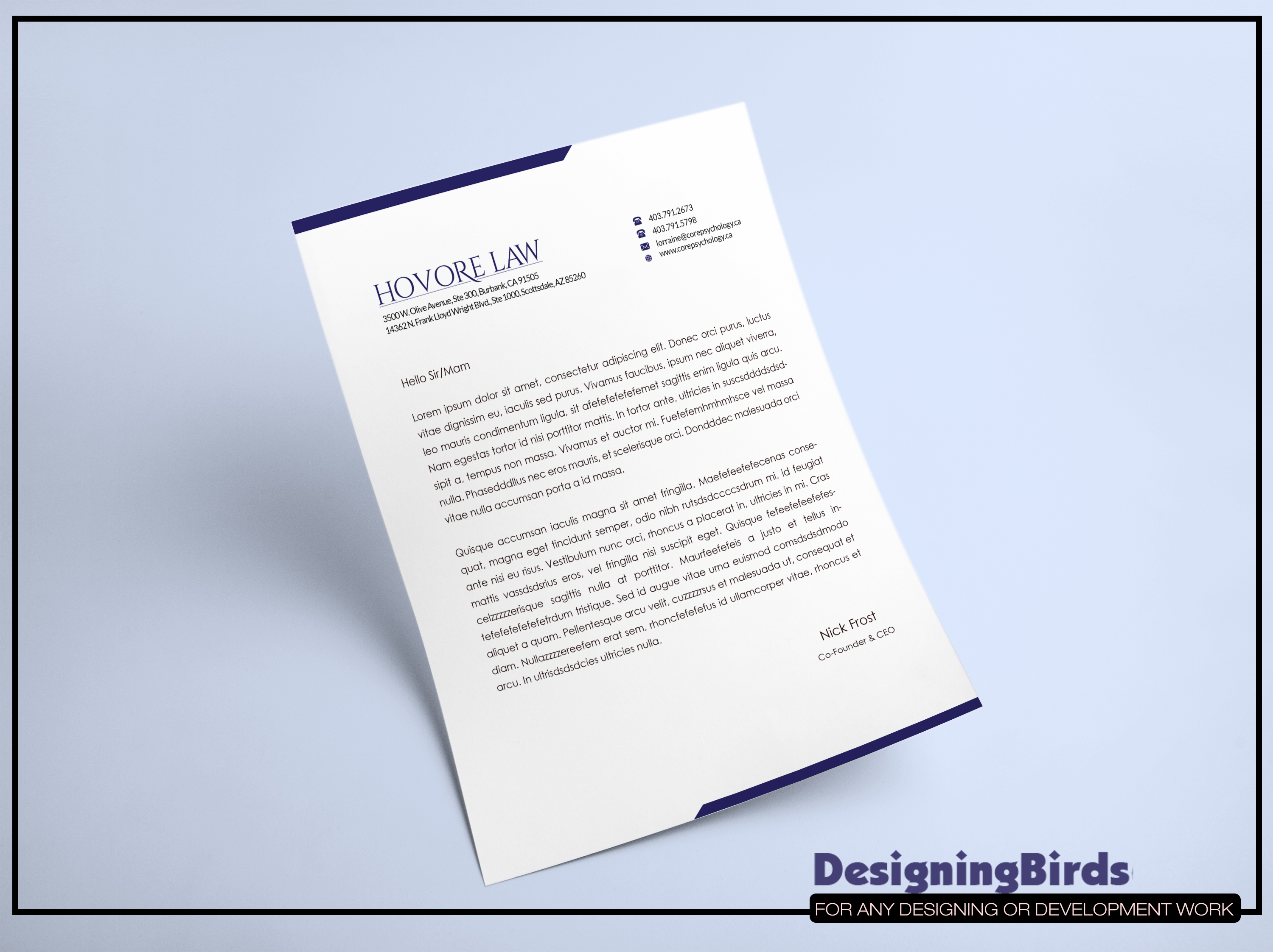 Stationery Design by Designing Birds for Powers & Hovore | Design #22576104
