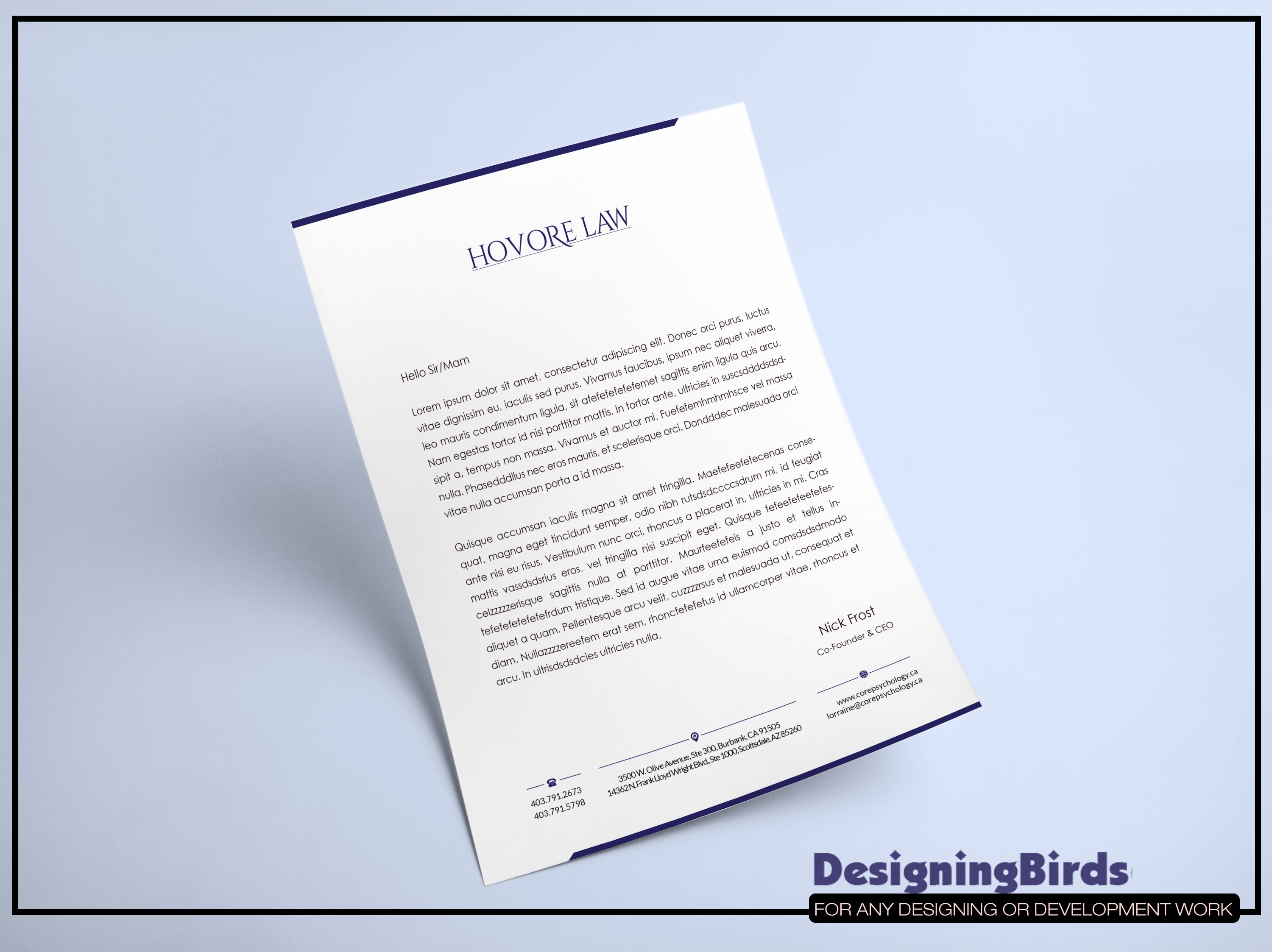 Stationery Design by Designing Birds for Powers & Hovore | Design #22587502