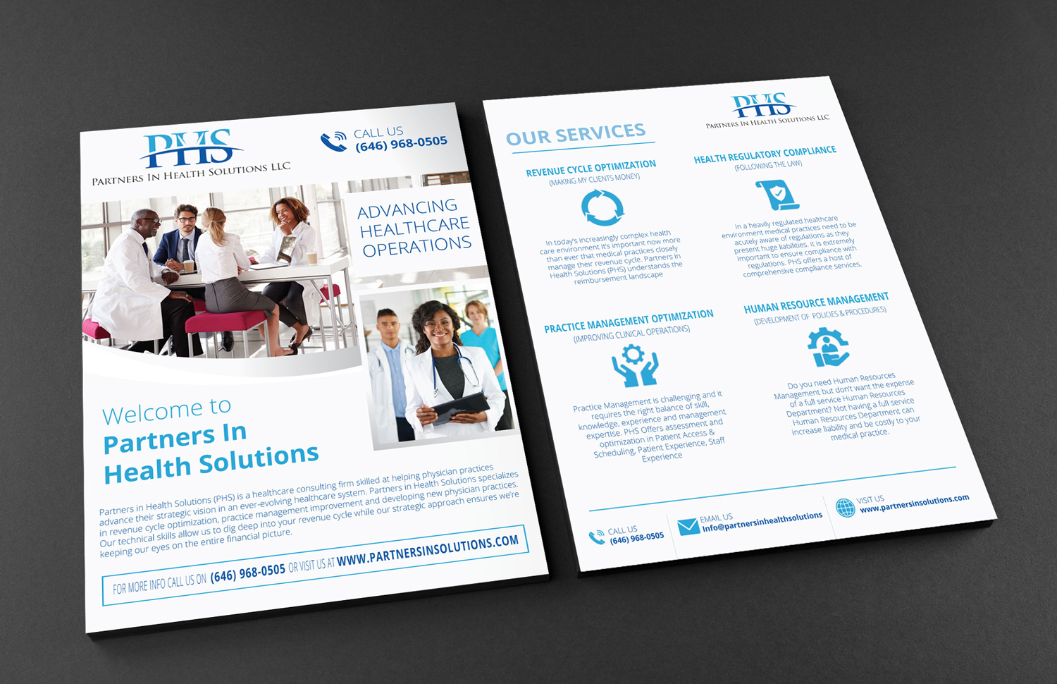 Diseño de Flyer por CreativeFeather para Partners In Health Solutions LLC | Diseño #22563462