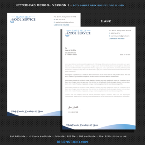 Letterhead Design by Expert Designer for Sean P. Kelly Pool Service | Design: #22566478