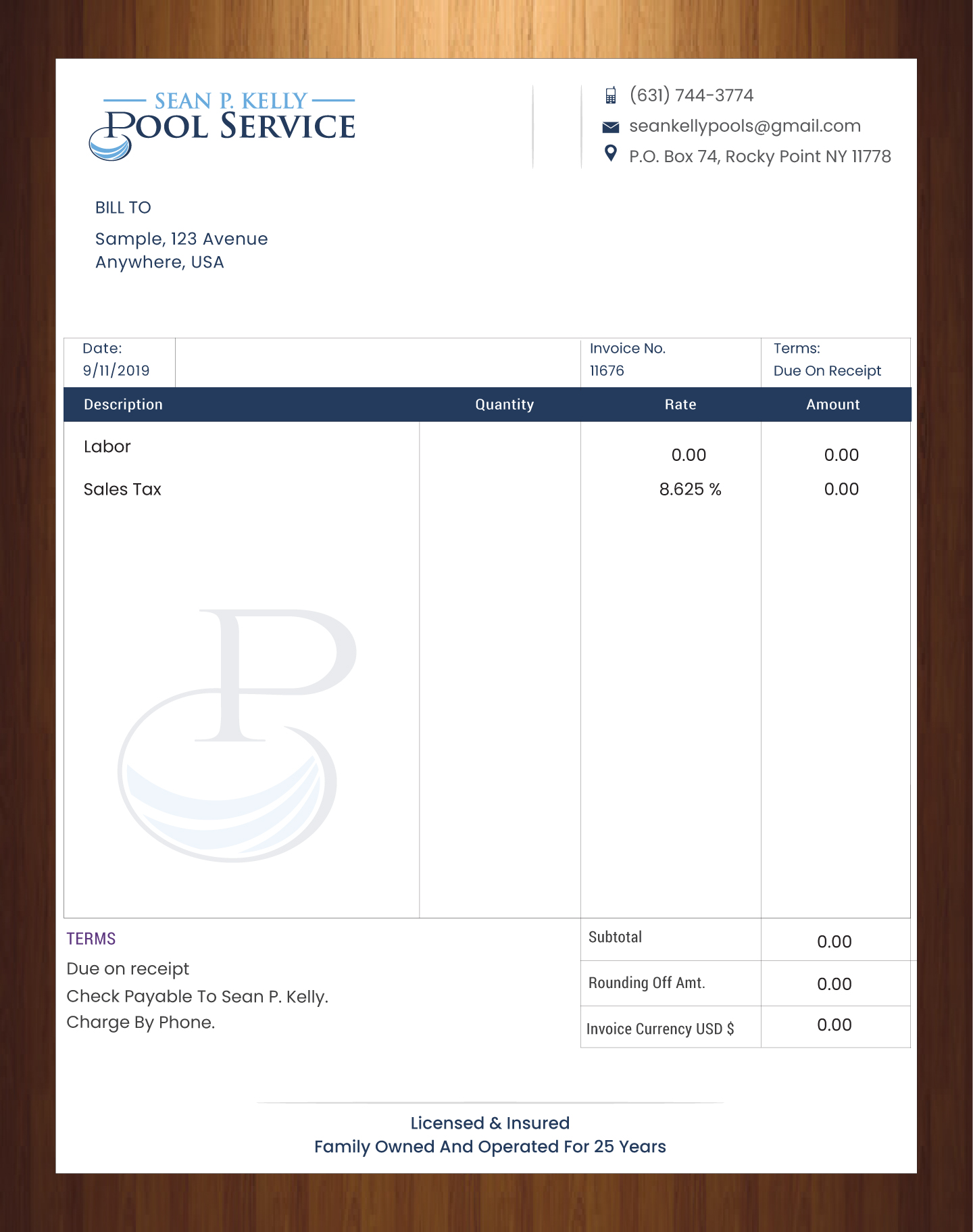 Letterhead Design by HarmiDesigning for Sean P. Kelly Pool Service | Design #22558378