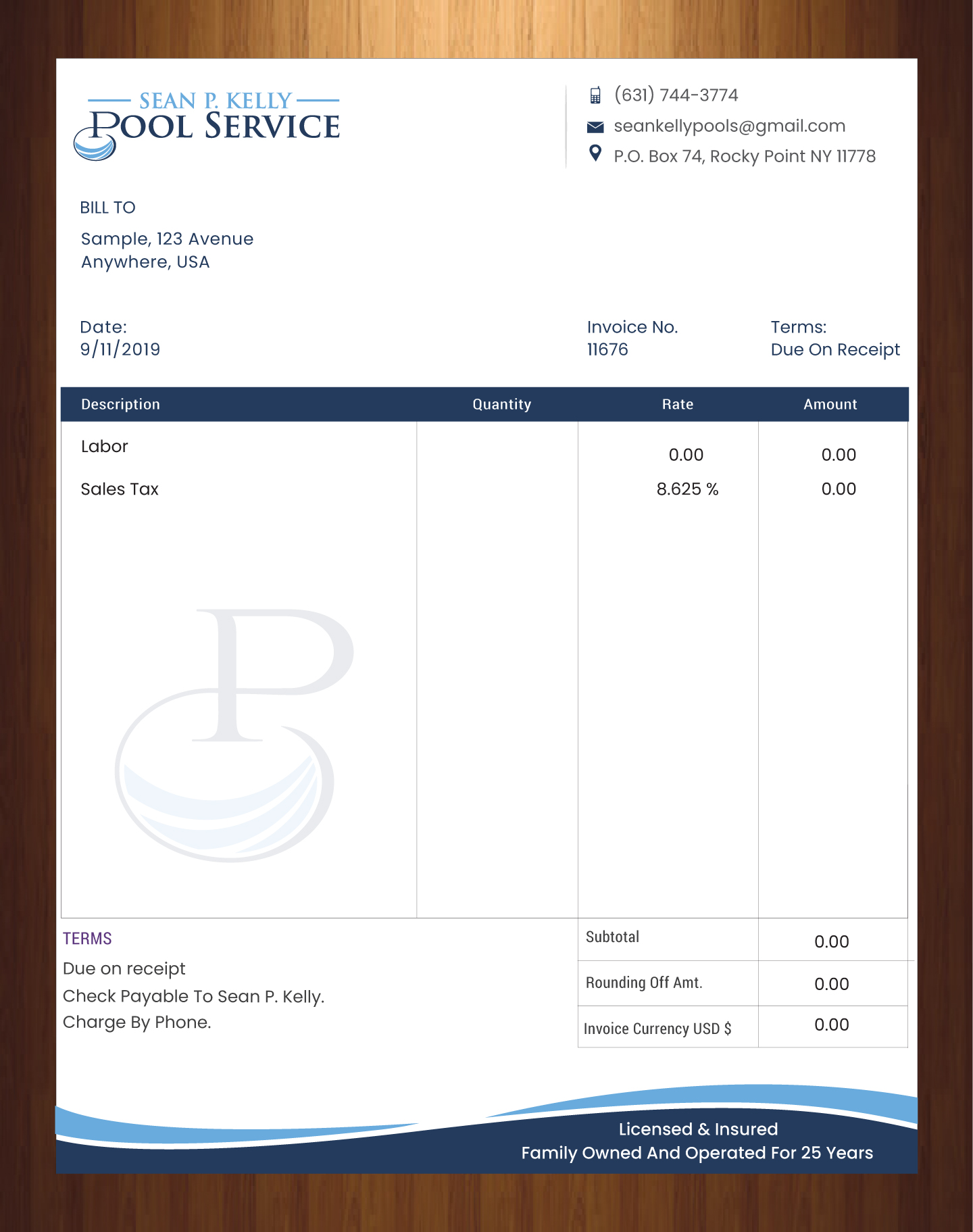 Letterhead Design by HarmiDesigning for Sean P. Kelly Pool Service | Design #22558379
