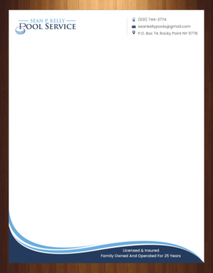 Diseño de Membrete por HarmiDesigning para Sean P. Kelly Pool Service | Diseño: #22562677