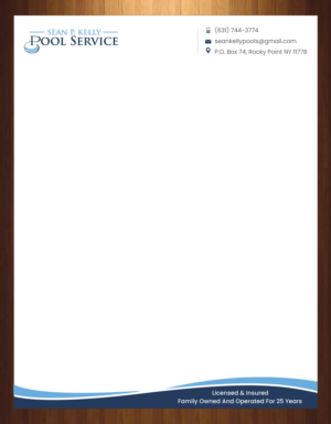 Diseño de Membrete por HarmiDesigning para Sean P. Kelly Pool Service | Diseño: #22562679