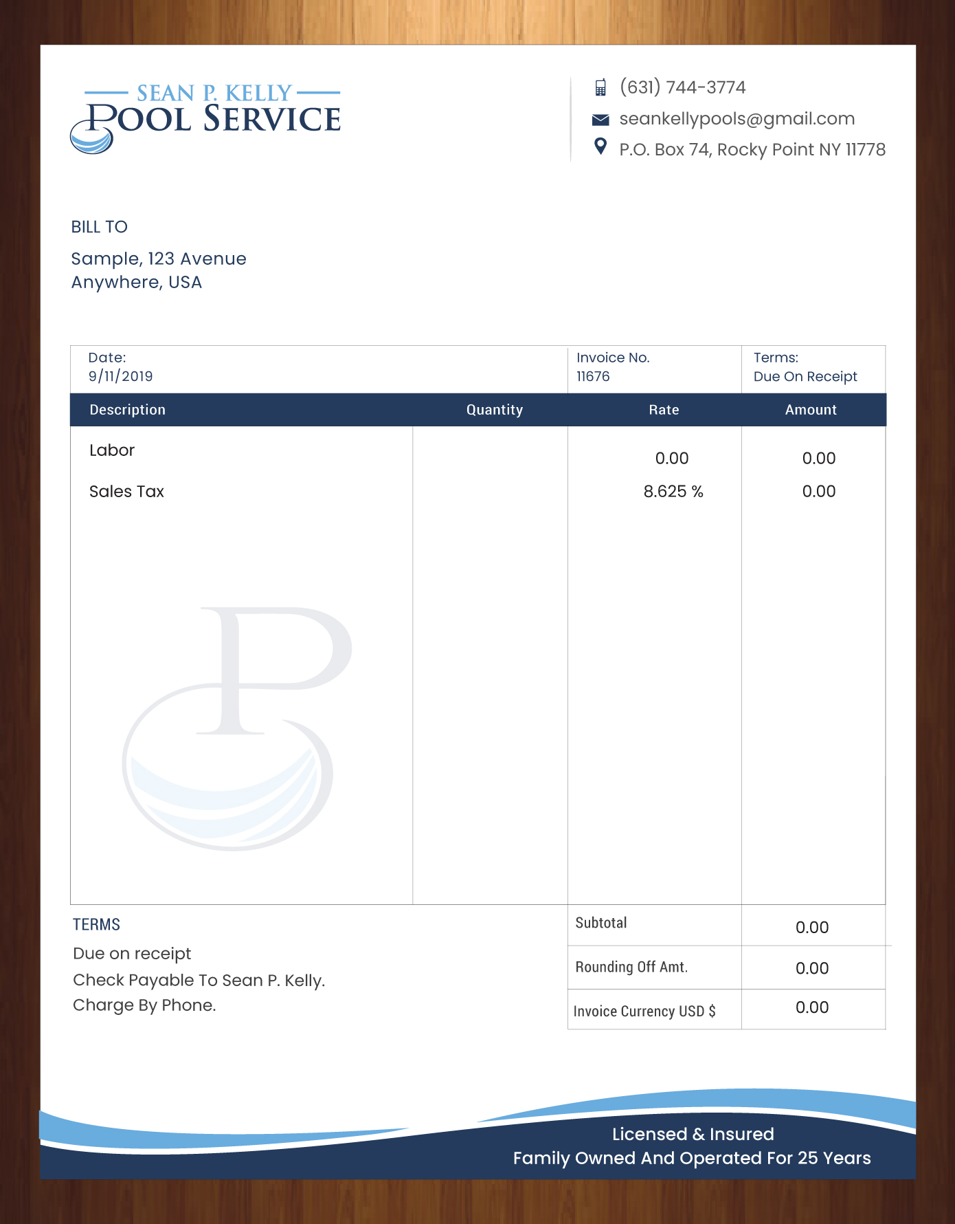 Diseño de Membrete por HarmiDesigning para Sean P. Kelly Pool Service | Diseño #22562684