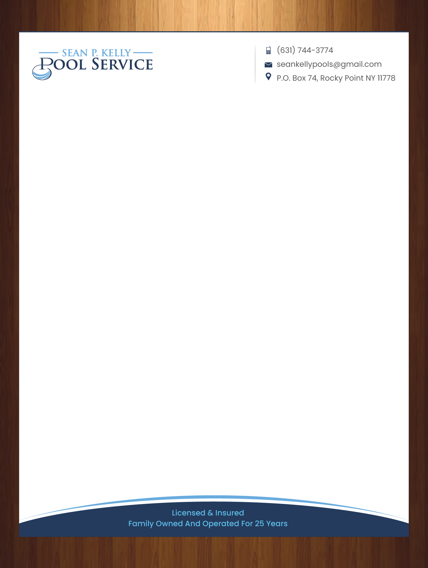 Design En-Tête par HarmiDesigning pour Sean P. Kelly Pool Service | Design #22571637