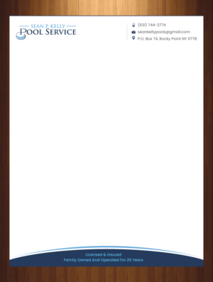 Letterhead Design by harmi_199 for Sean P. Kelly Pool Service | Design: #22571637