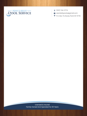 Letterhead Design by harmi_199 for Sean P. Kelly Pool Service | Design: #22571639