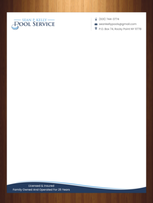 Letterhead Design by harmi_199 for Sean P. Kelly Pool Service | Design: #22571644