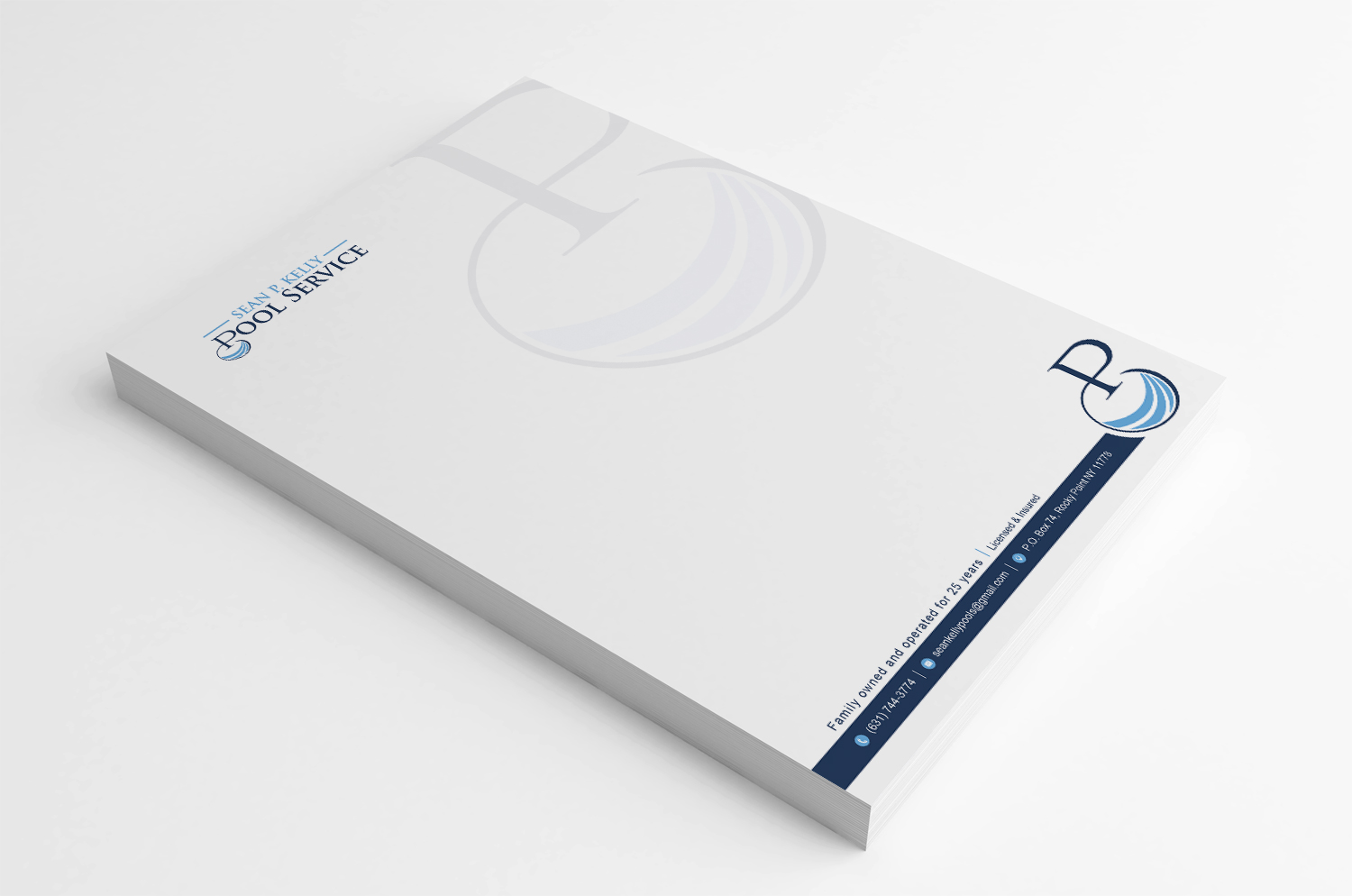 Letterhead Design by SL Designer for Sean P. Kelly Pool Service | Design #22562839