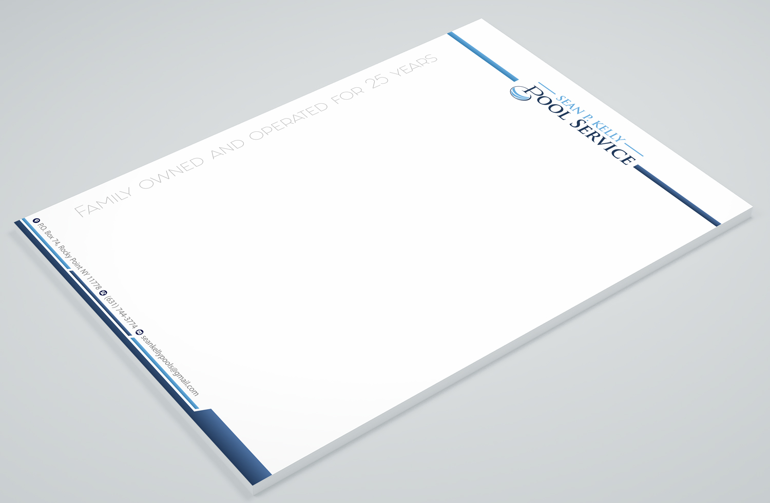Briefkopf-Design von Petter Goms für Sean P. Kelly Pool Service | Design #22561567
