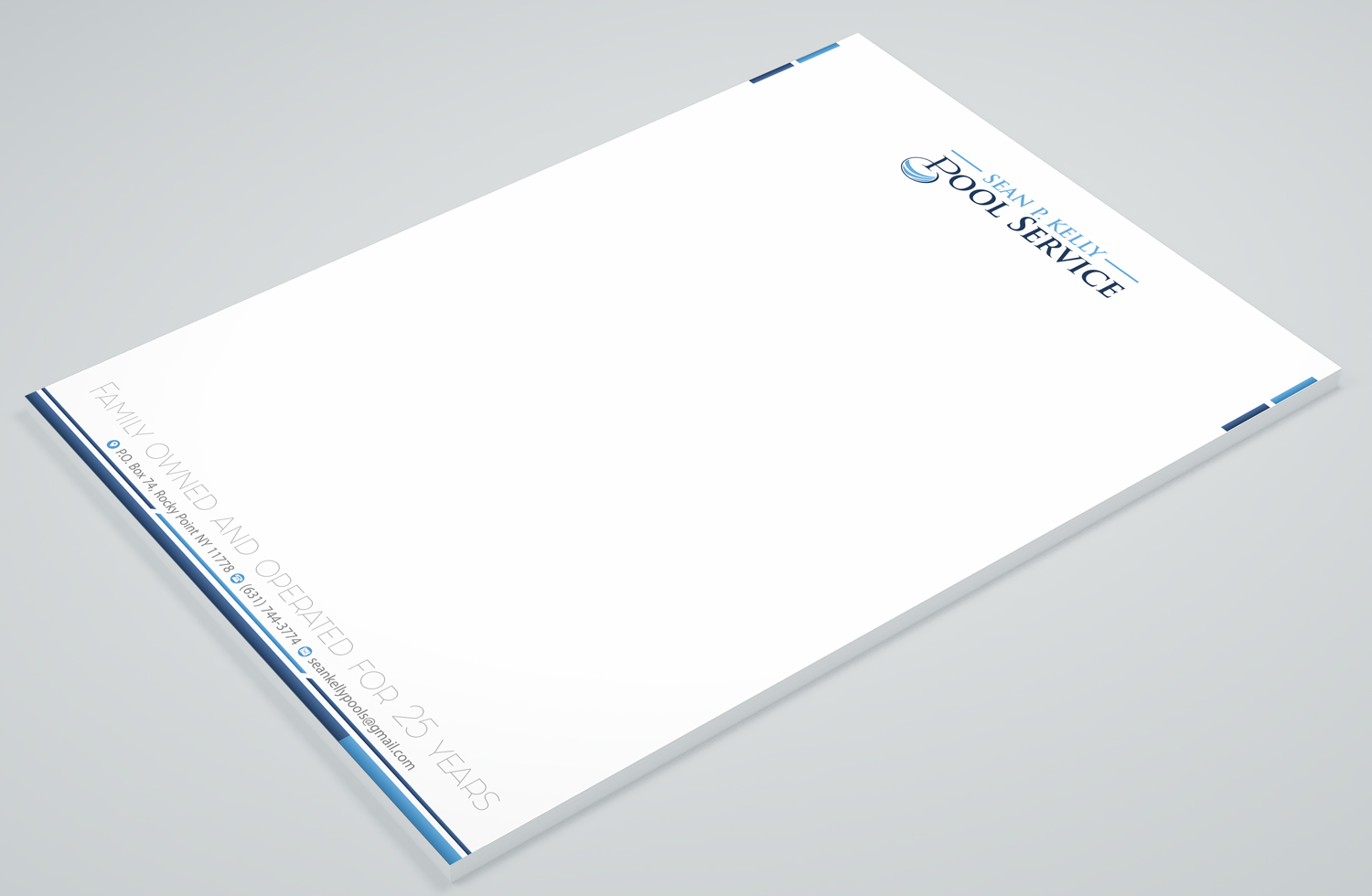 Letterhead Design by Petter Goms for Sean P. Kelly Pool Service | Design #22561605