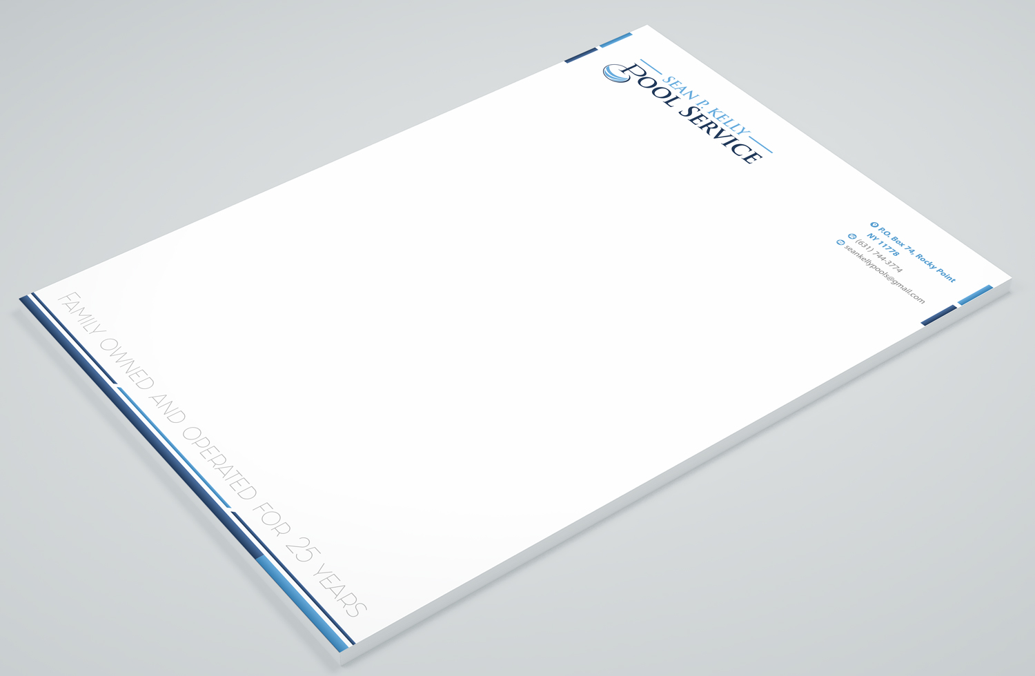 Diseño de Membrete por Petter Goms para Sean P. Kelly Pool Service | Diseño #22561643