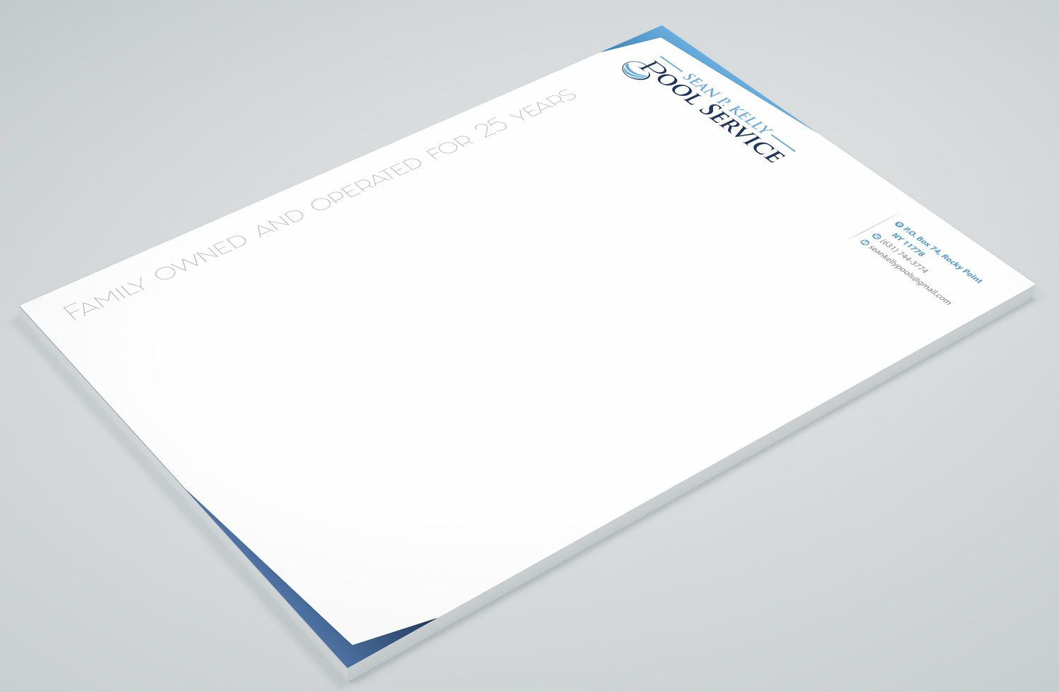 Letterhead Design by Petter Goms for Sean P. Kelly Pool Service | Design #22561678