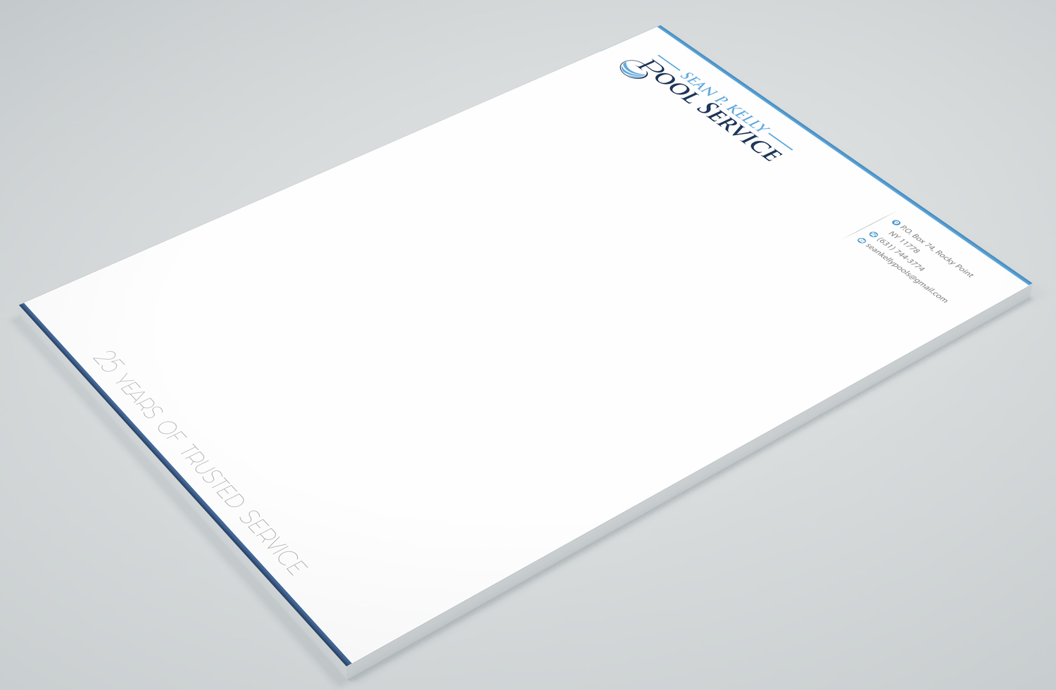 Diseño de Membrete por Petter Goms para Sean P. Kelly Pool Service | Diseño #22561854