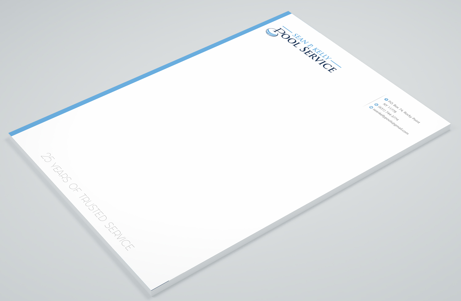 Diseño de Membrete por Petter Goms para Sean P. Kelly Pool Service | Diseño #22561970