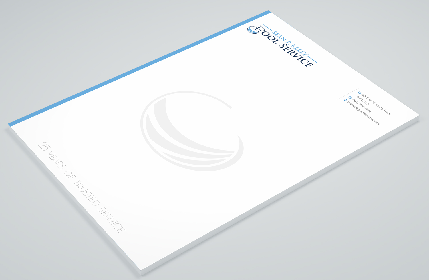 Letterhead Design by Petter Goms for Sean P. Kelly Pool Service | Design #22561972