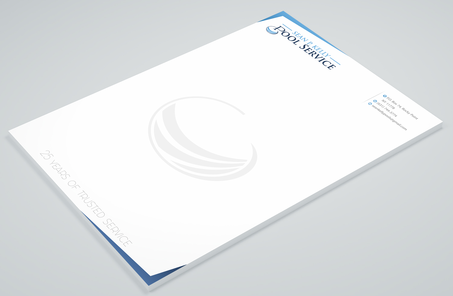 Diseño de Membrete por Petter Goms para Sean P. Kelly Pool Service | Diseño #22561980