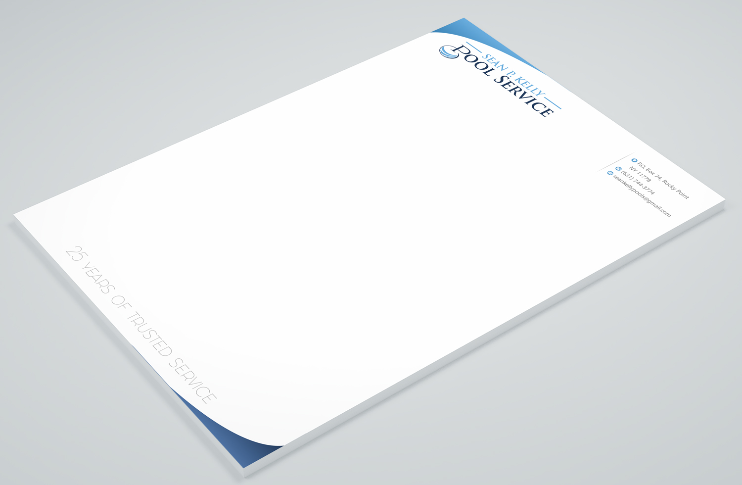 Diseño de Membrete por Petter Goms para Sean P. Kelly Pool Service | Diseño #22562109