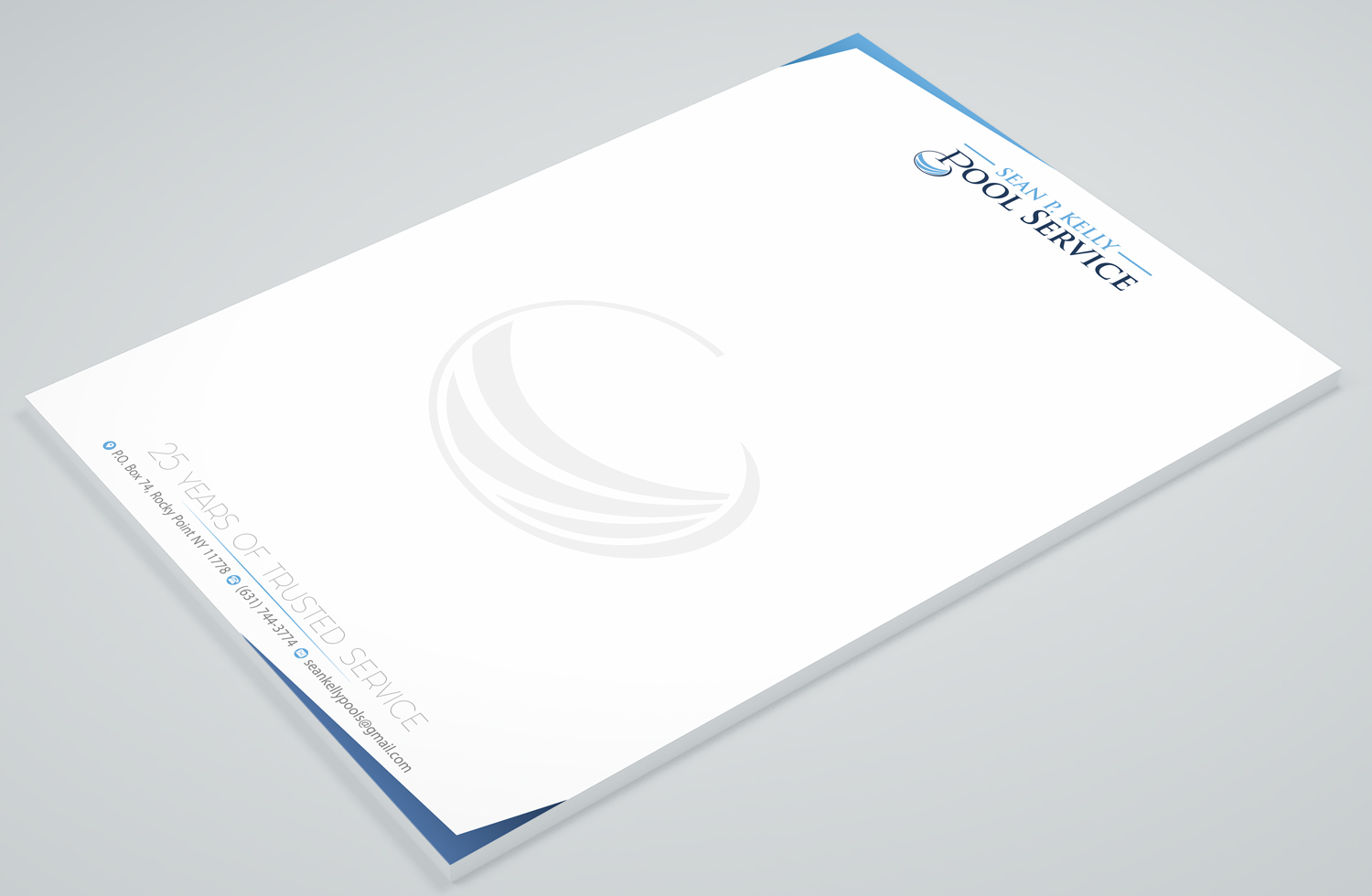 Letterhead Design by Petter Goms for Sean P. Kelly Pool Service | Design #22562174