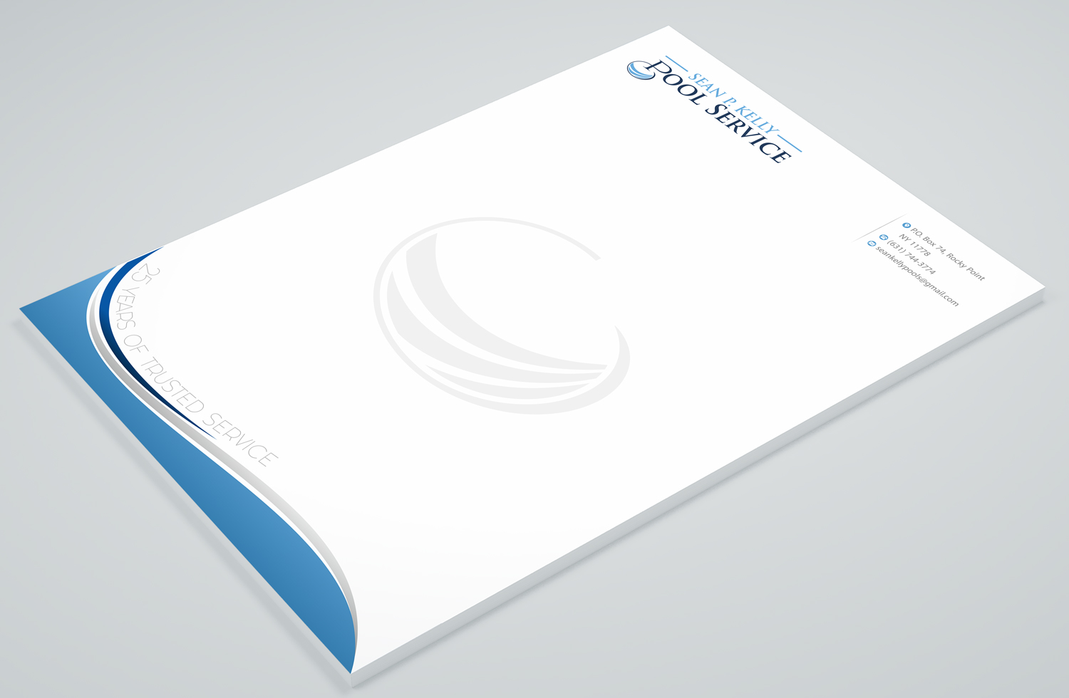Letterhead Design by Petter Goms for Sean P. Kelly Pool Service | Design #22562200