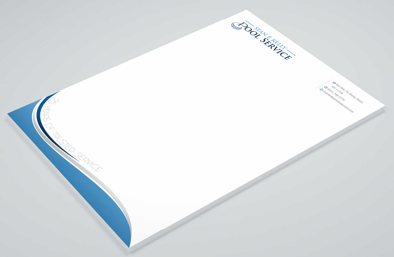 Diseño de Membrete por Petter Goms para Sean P. Kelly Pool Service | Diseño #22562201